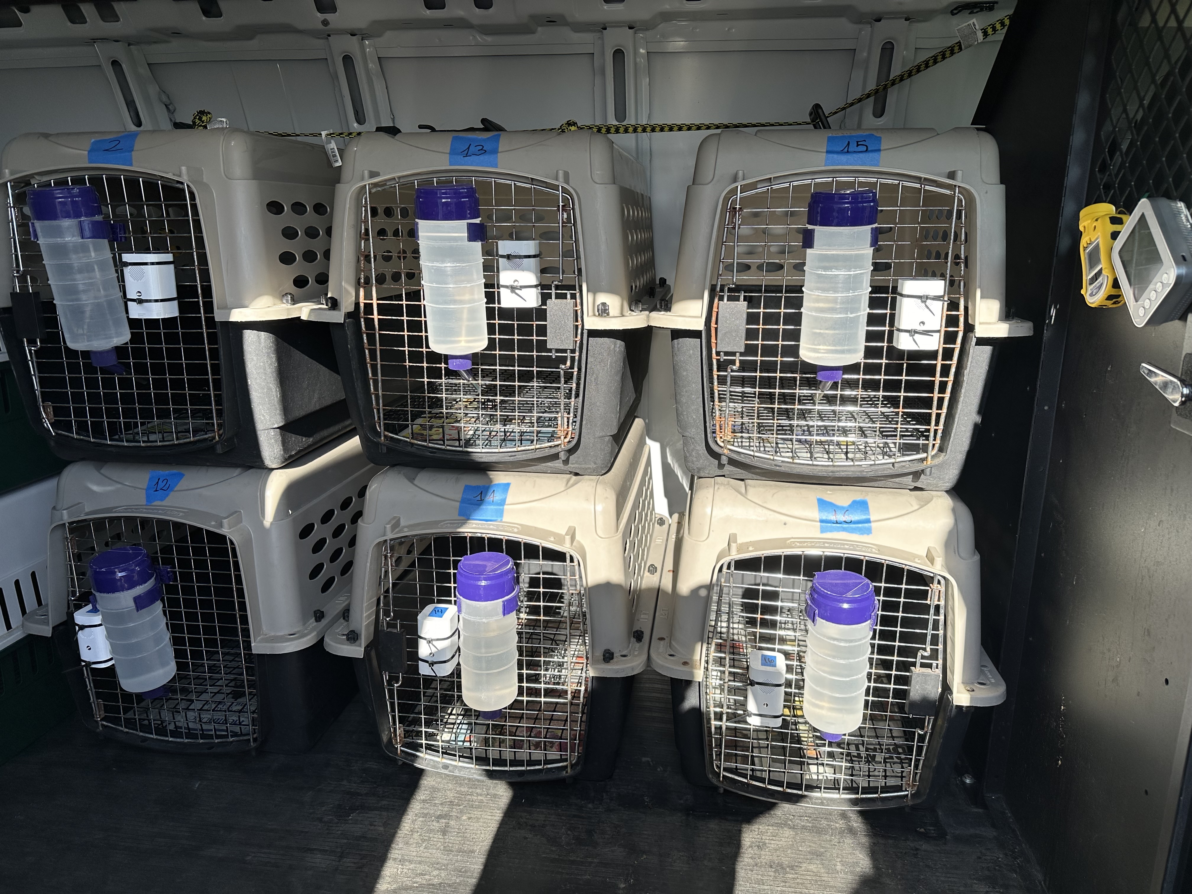 image of carriers loaded in a truck with monitoring equipment